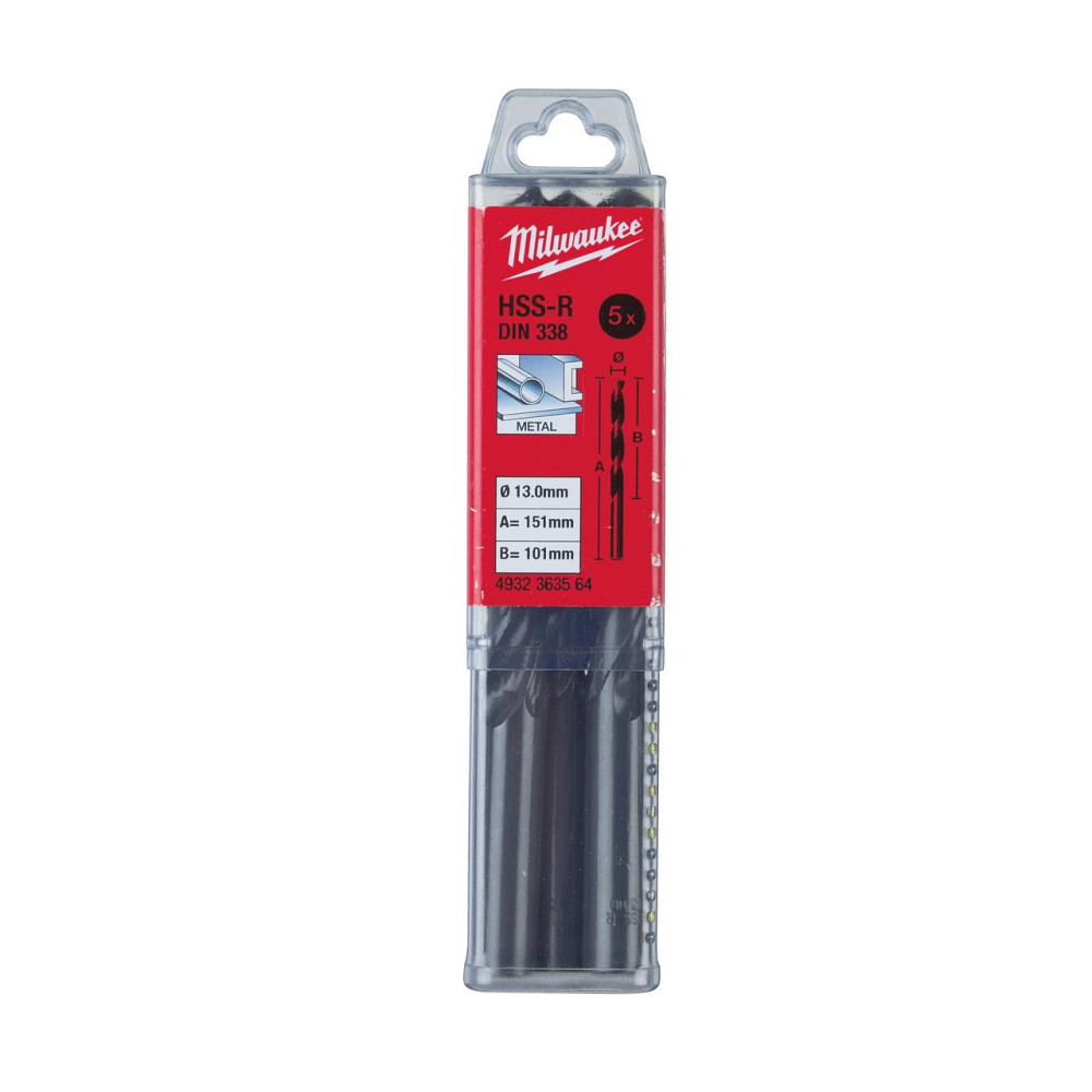 Свердло по металу HSS-R MILWAUKEE DIN338, діаметр 13.0мм, (5шт) пластикова коробка Одесса - изображение 1