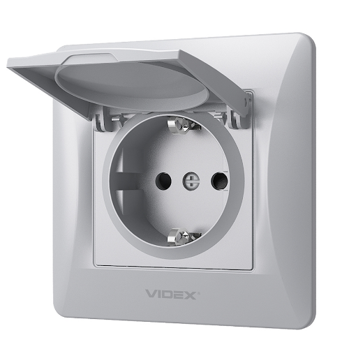 BINERA срібний шовк Розетка внутрішня 1-а із заземленням з кришкою Videx Житомир - изображение 4