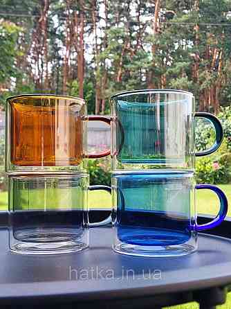 Чашка з подвійним дном Olens "Ейфорія" 250 мл зелена для дому кафе та ресторану Київ