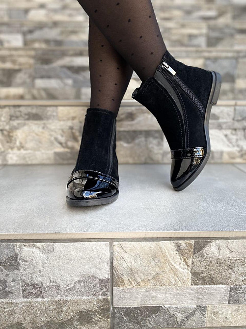 Maxi Жіночі черевики Maxi чорні замша+лак весна-осінь 36р.-23.5см 37р.-24см 38р.-25см 40р.-26см Коломыя - изображение 4