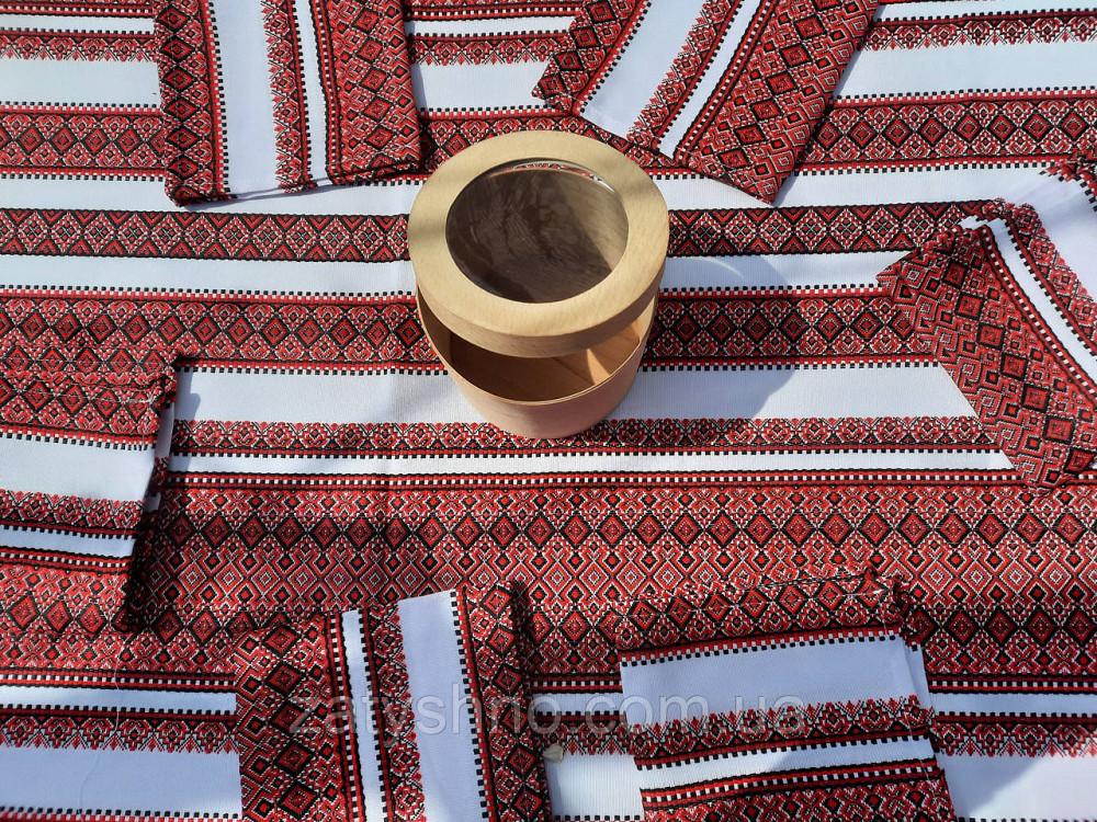 Вышитая скатерть красная с сетами Киев - изображение 10