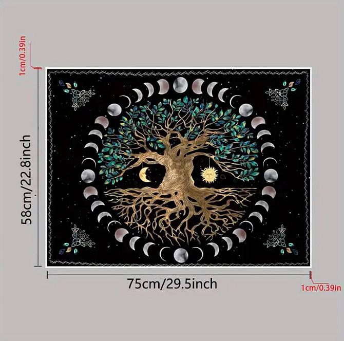 Алтарная скатерть для карт Таро и Рун. Скатерть для гадания 75*58 см. Древо жизни Киев - изображение 2
