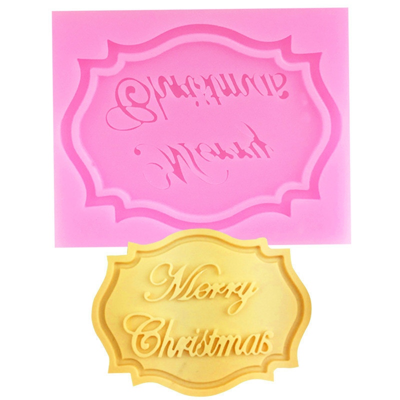 Молд силиконовый новогодний Merry Christmas 62 на 46 мм розовый Киев - изображение 3