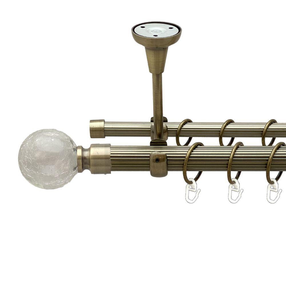 Карниз Orvit Сепія металевий дворядний відкритий до стелі рифлена труба кільце металеве Антик 25\16 мм 160 см (00-00018777) Львів - фото 1