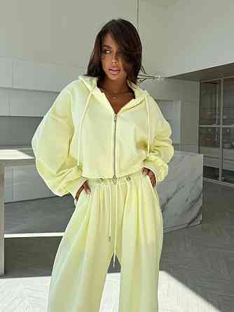 Женский прогулочный костюм двойка: кофта и штаны турецкая двунитка Лимонный, 46/48 Одесса