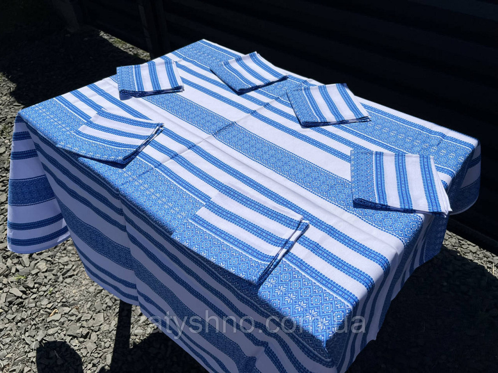 Синій скатертини на подарунок з серветками Київ - фото 1