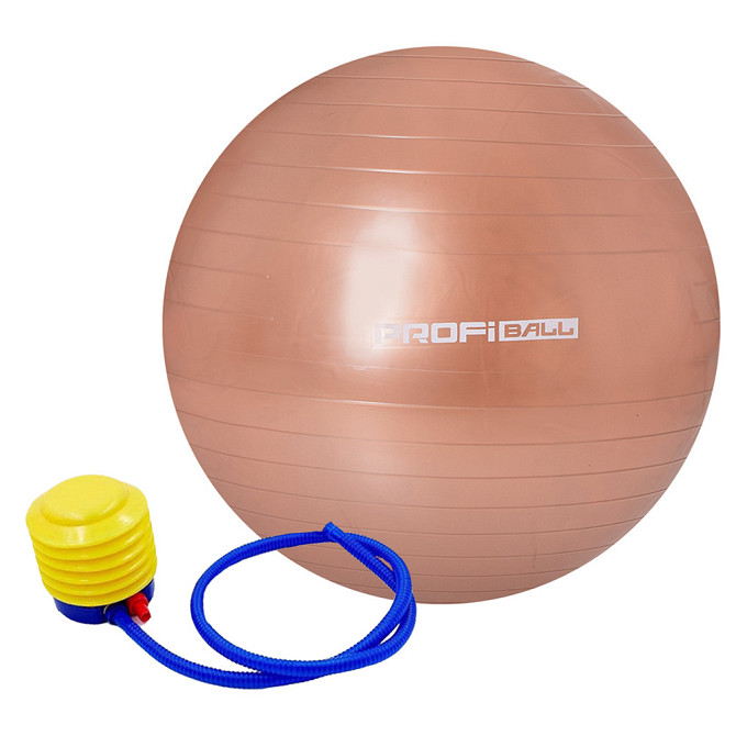 М'яч для фітнесу, фітбол із насосом Profitball, 65 см коричневий Бровари - фото 1