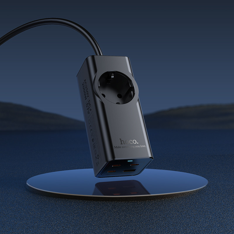 Сетевой удлинитель HOCO NS9 Wisdom 1-position (PD67W/3C1A) desktop socket (EU/GER) Black Одесса - изображение 9