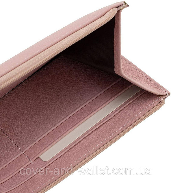 Тонкий пудровый женский кошелёк на молнии ST 025 pink Киев - изображение 9