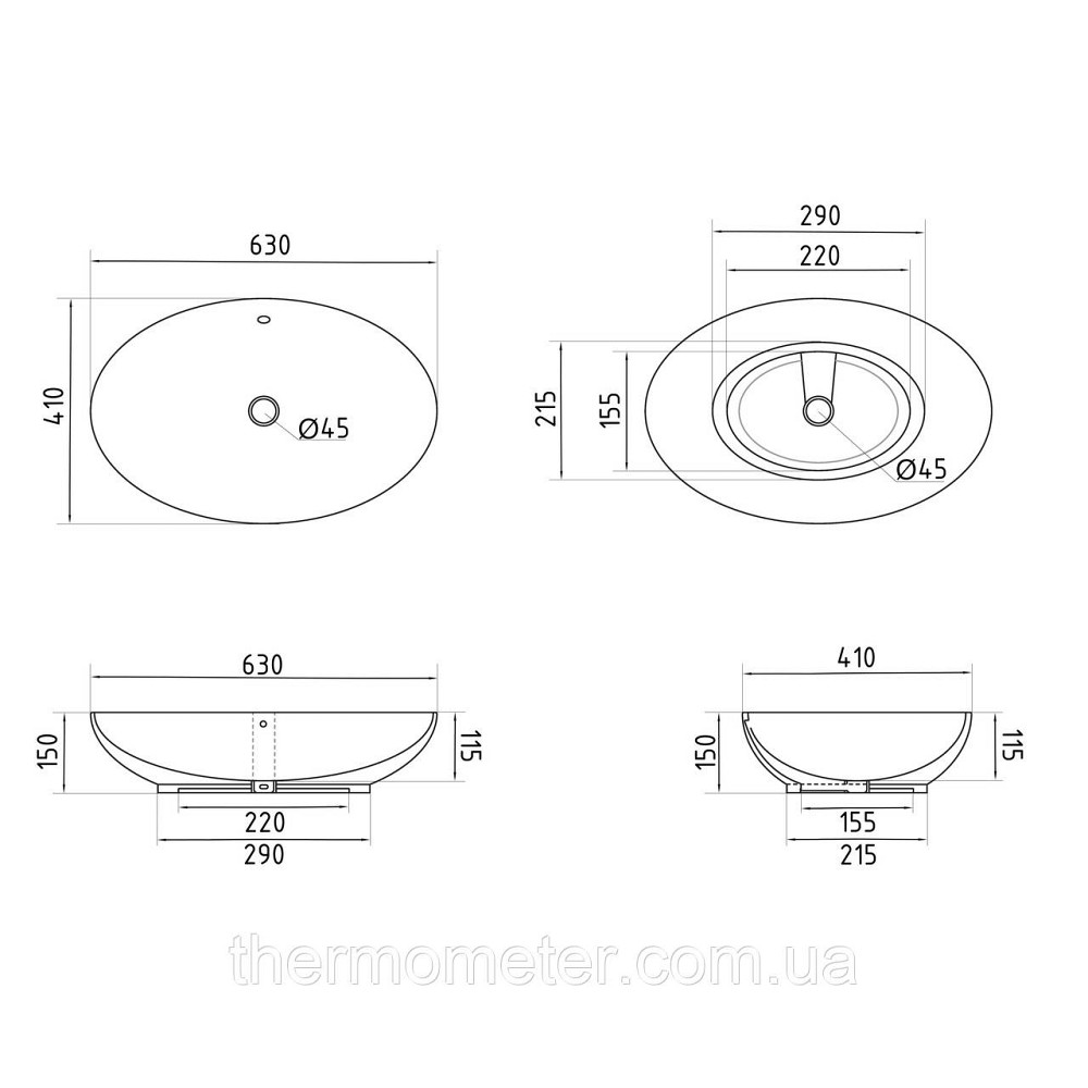 Раковина-чаша Qtap Dove 635x420x150 White QT06118168W Київ - фото 13