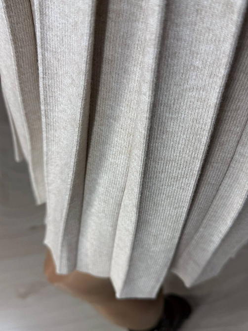 Спідниця жіноча A-N 9956 в’язана тепла у складку на резинці, бежевий, one size Київ - фото 7