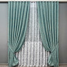 Комплект штор VR-Textil Жакард Мармур 200х270 2шт і Тюль 600х270 1292ш-1529т Бірюзовий з білим 71-185/7