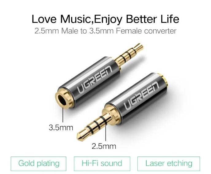 Перехідник Ugreen аудіо 2.5 mm штекер to 3.5 mm роз'яснюємо 20501 (Серій) Николаев - изображение 3