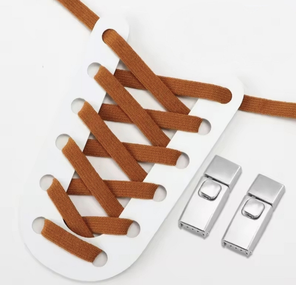 Еластичні шнурки без зав'язок з металевими застібками Коричневий Смела - изображение 2