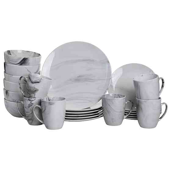 Yiwu Столовий набір посуду тарілок і чашок 24 предметів на 6 персон Marmor порцеляновий MD-24-2 Коломыя