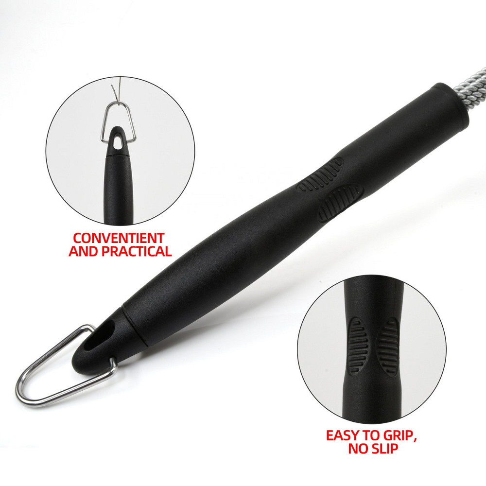 Щітка для гриля BBQ з скребком та стальною ручкою Київ - фото 5