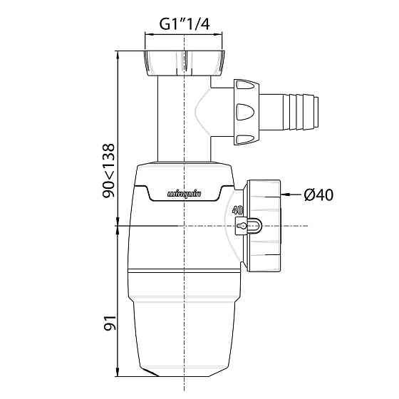 Wirquin Сифон для раковины Neo Air 1¼"×Ø40мм с подводом WIRQUIN (9541357) Киев