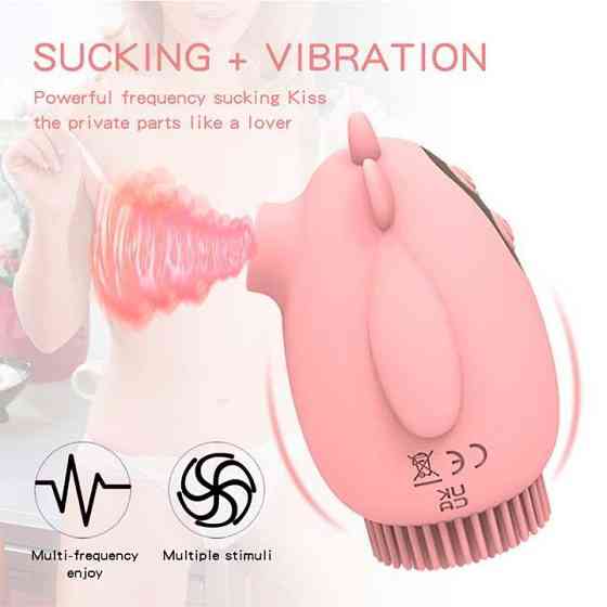 Кліторальний двосторонній вібратор-вуманайзер "Бичок" (вакуумний стимулятор) USB - Рожевий - Вібратори Вінниця