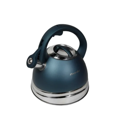 Чайник 3л нержавіюча сталь зі свистком з ручкою "soft-touch" блакитний 861 KAMILLE Житомир