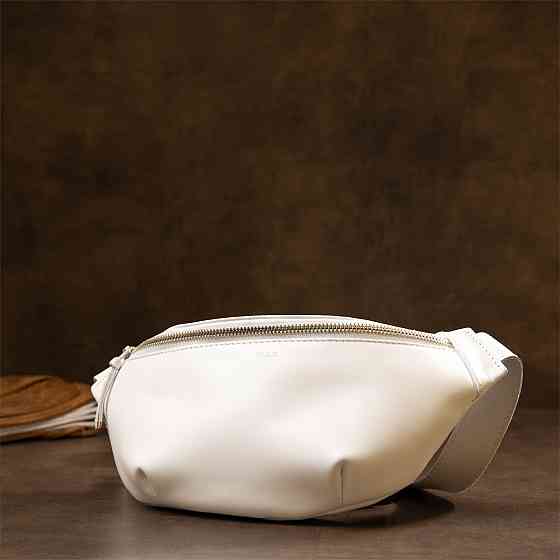 Стильная кожаная сумка на пояс Белый (GRANDE PELLE) Киев