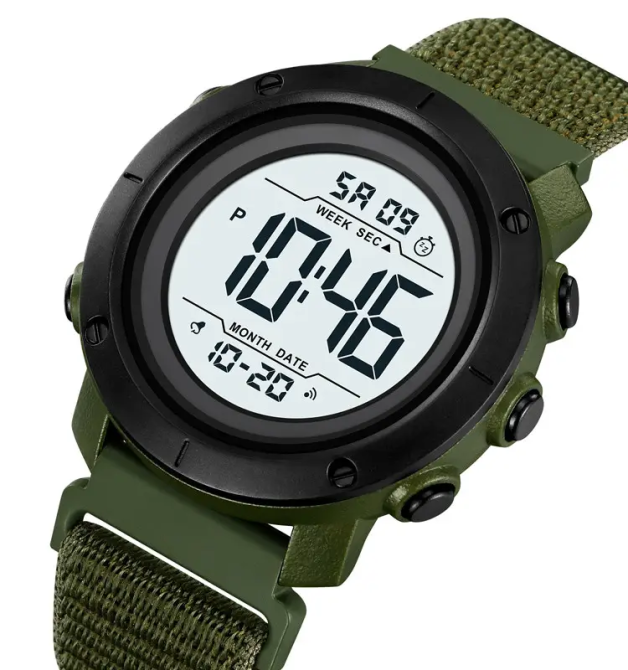 Мужские наручные часы Skmei 2497 с нейлоновым ремешком (Зеленый с белым) Винница - изображение 3