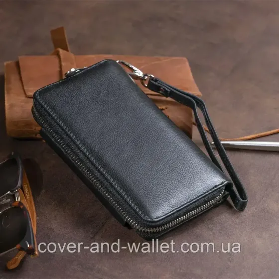 Невеликий чоловічий гаманець клатч із ремінцем для руки ST Leather Київ