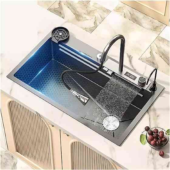 Кухонна раковина водоспад Willda, кухонна мийка водоспад темно-сіра 75х46х22 (907651157) Київ