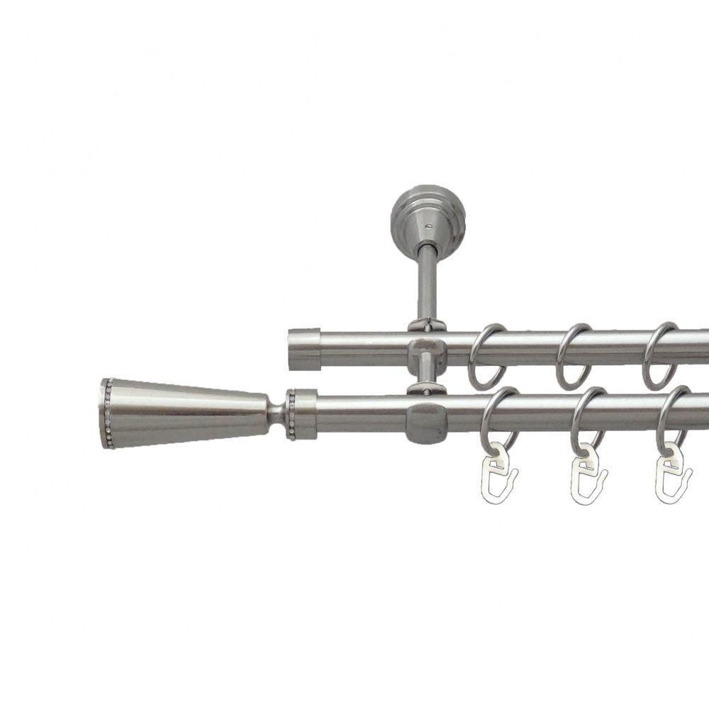 Карниз Orvit Меркурія металевий дворядний відкритий гладка труба кільце металеве Нержавіюча Сталь 16\16 мм 200 см (00-00013638) Львів - фото 1