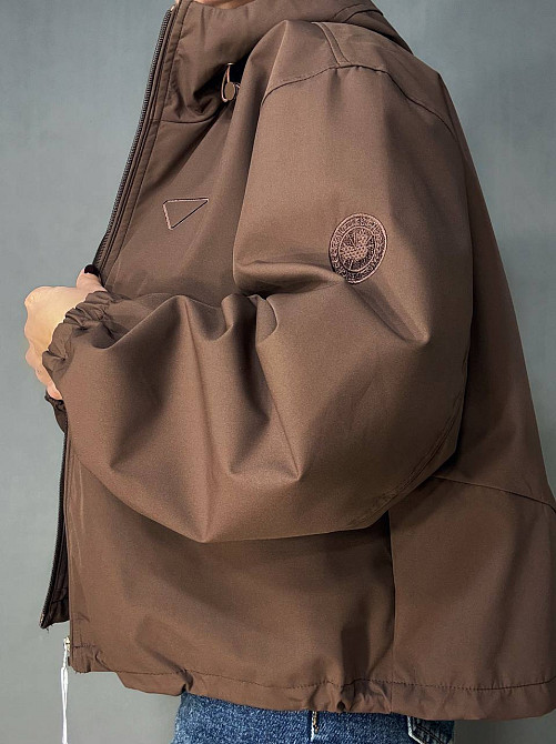 Куртка женская YZY 30046 ветровка оверсайз с капюшоном one size, коричневый, one size Киев - изображение 2