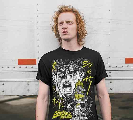 Футболка мужская аниме Джосепх Джоестар Джоджо С оверсайз (S/M/L) Черний AnimeJ0965 Днепр