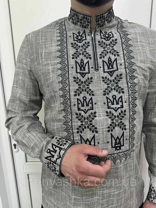 Мужская рубашка вышиванка серая Династия  р.S-XXL Кривой Рог - изображение 3