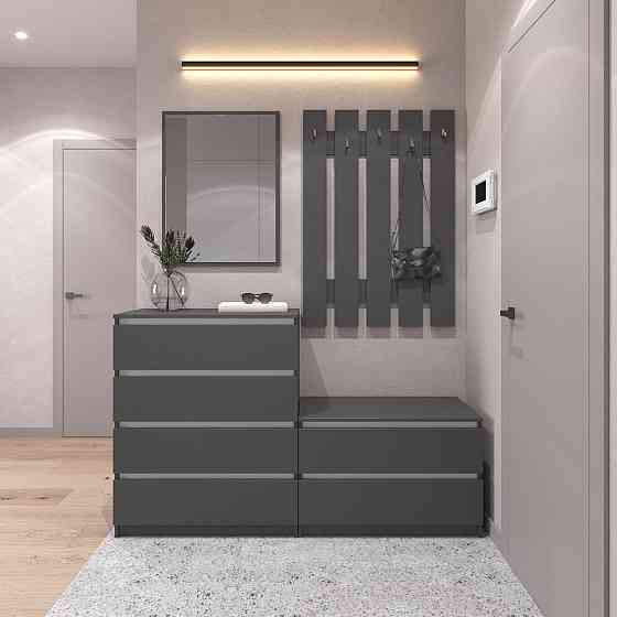 Прихожая VAYS, комплект в прихожую №1 Антрацит-Белые планки Львов