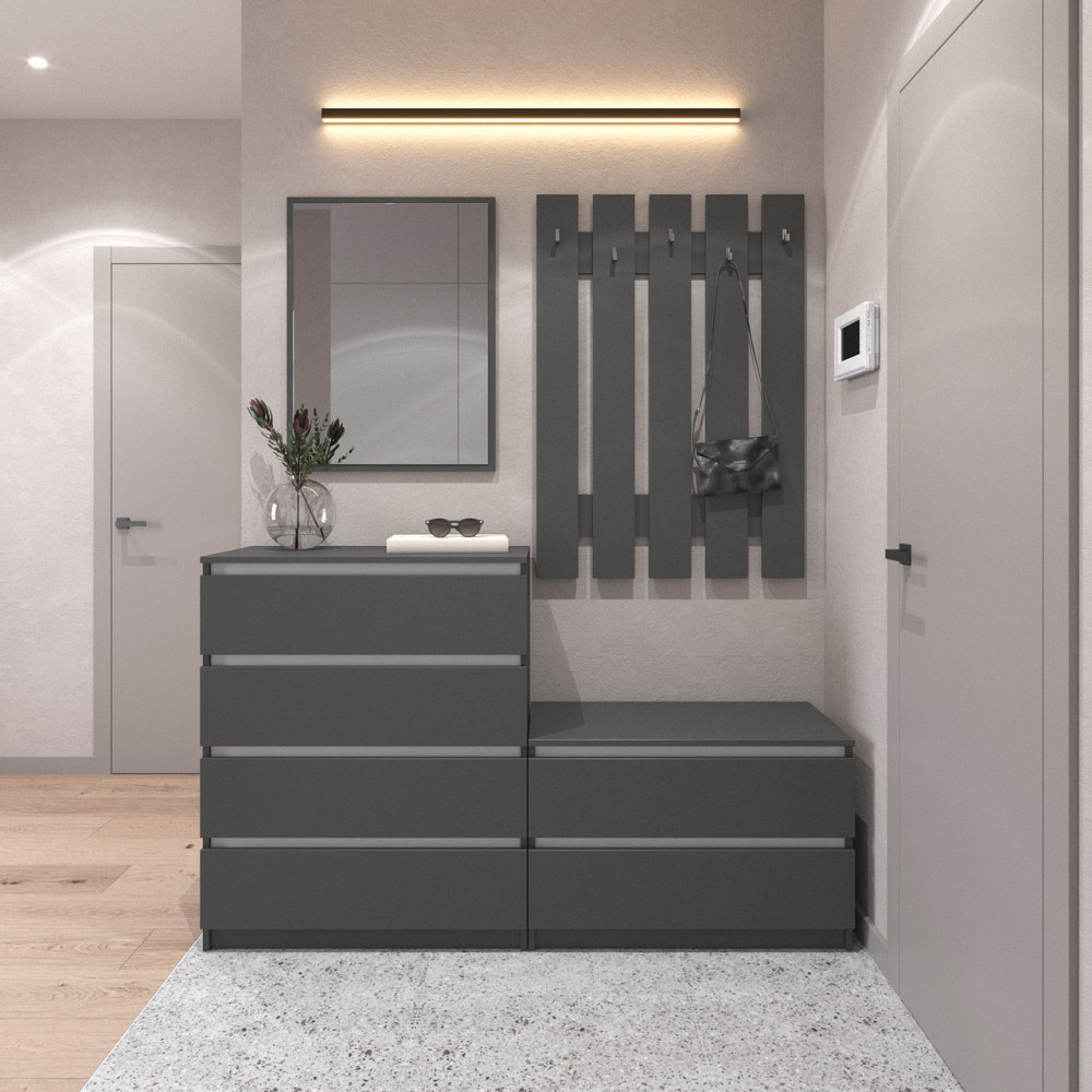 Передпокій VAYS, комплект у передпокій №1 Антрацит-Білі планки Львів - фото 1