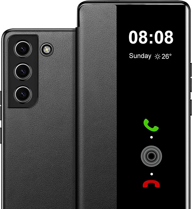 Чехол для Samsung Galaxy S24 Clear View флип кожаный ультратонкий ударопрочный с прозрачным окном черный Киев - изображение 1