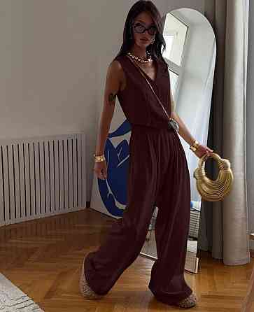 Жіночий стильний брючний костюм двійка: жилет і штани костюмка Шоколад, 44/46 Одеса