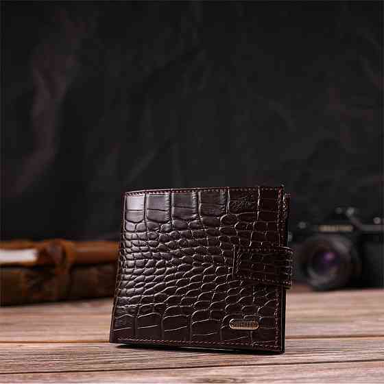 Модний чоловічий гаманець з натуральної шкіри тисненням під крокодила CANPELLINI 21878 Коричневий Київ