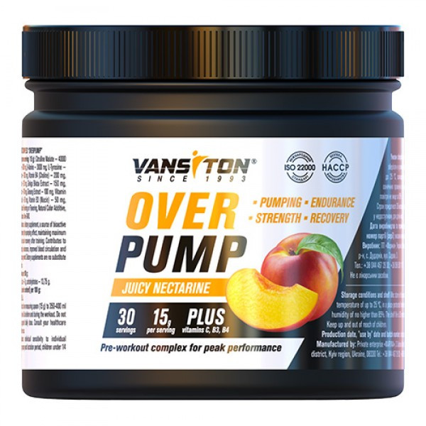 Передтренувальний комплекс Vansiton Overpump 450 г (Соковитий нектарин) Луцьк - фото 1