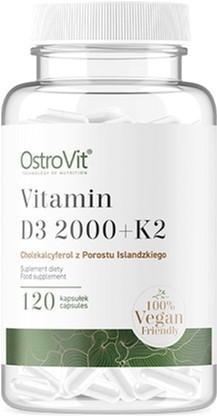Витамины OstroVit Vitamin D3 2000 +K2 120caps Луцк - изображение 1