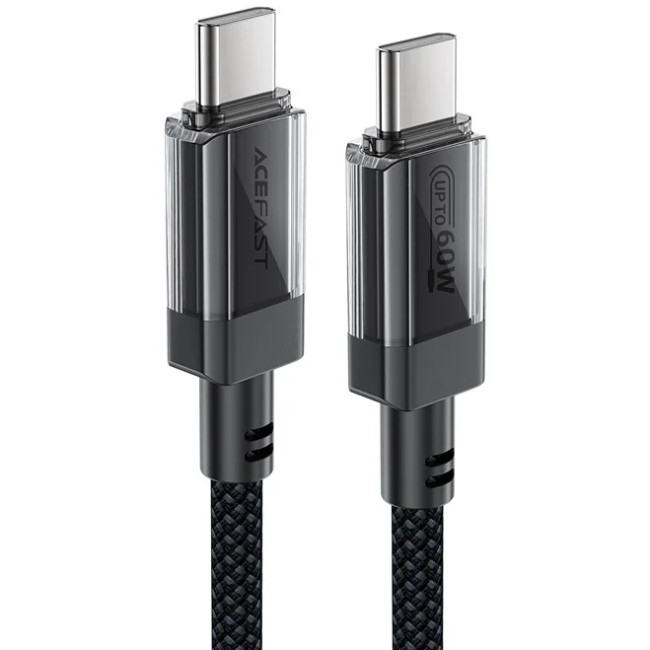 Кабель USB 2.0 Type-C M-M, 1.2м 60W stainless steel Black, C12-03 Acefast Вінниця - фото 2