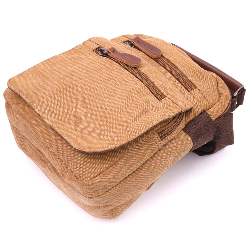 Невелика чоловіча сумка із щільного текстилю Коричнева (Vintage) Київ - фото 9