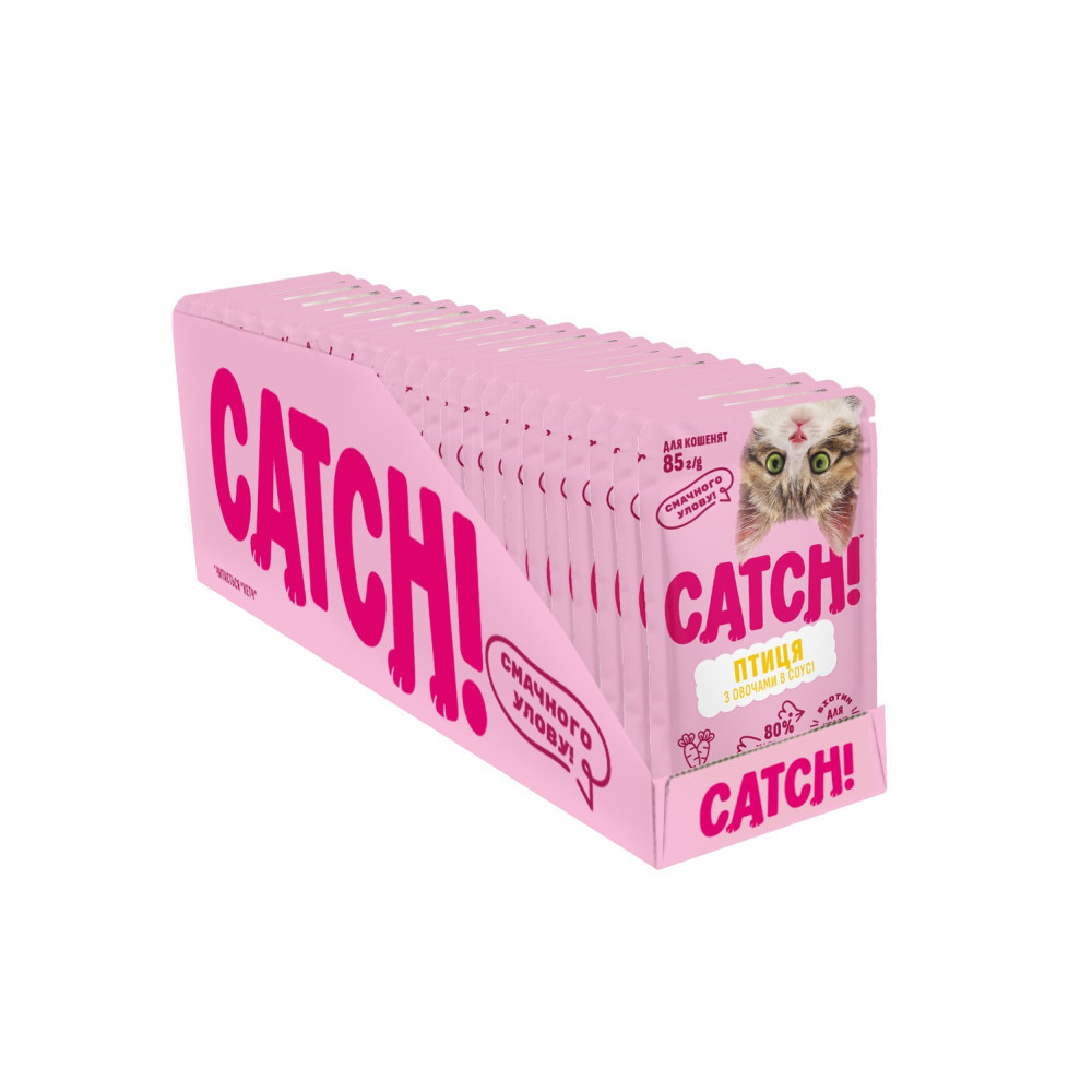 НАБІР Корм вологий Catch! для кошенят з птицею та овочами в соусі 24 шт х 85г. Київ - фото 1
