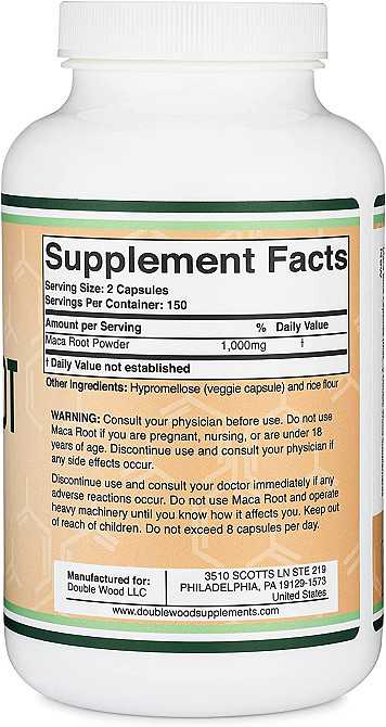 Екстракт кореня маки Double Wood Maca Root 1000 mg 300 capsules Луцьк - фото 2