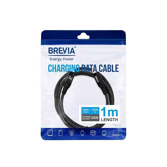 Кабель Brevia Type-C to Lightning 30W 1м, чорний ZIP (56100BCLZ1) Львів