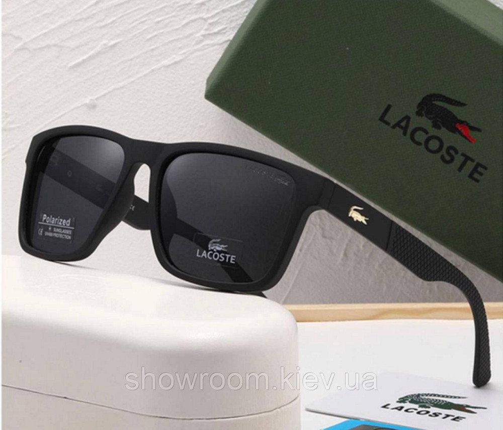 Брендові чоловічі окуляри Lacoste від сонця з поляризацією (69044) чорні Київ - фото 1