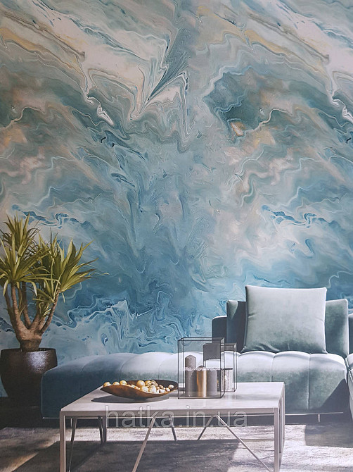 Шпалери вінілові Grandeco One roll one motif 1.59x2.8 панно мурал 3д лофт під камінь червоні сині коричневі Київ - фото 1