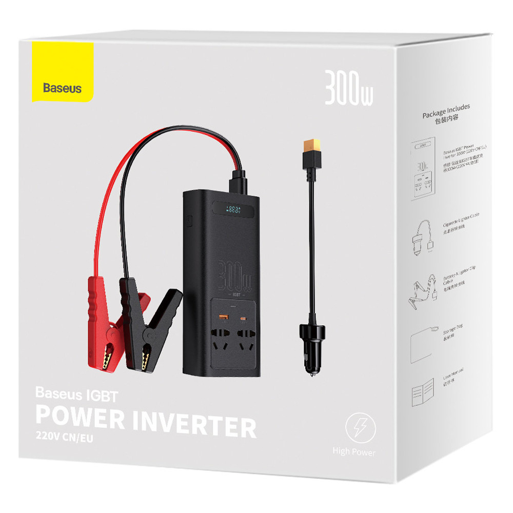 Автомобільний інвертор Baseus In-Car Inverter 300W 220V CN EU CGNB000101 (Чорний) Миколаїв - фото 10