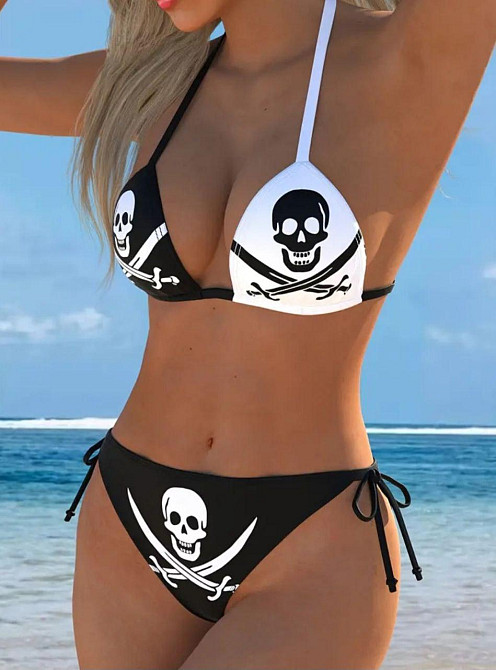 Купальник з черепами роздільний XL чорно-білий Київ - фото 4