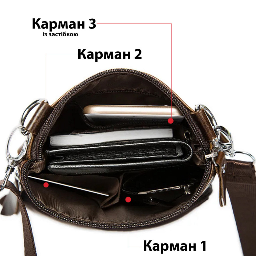 Сумка чоловіча Vintage шкіряна 14608 Коричнева Київ - фото 10