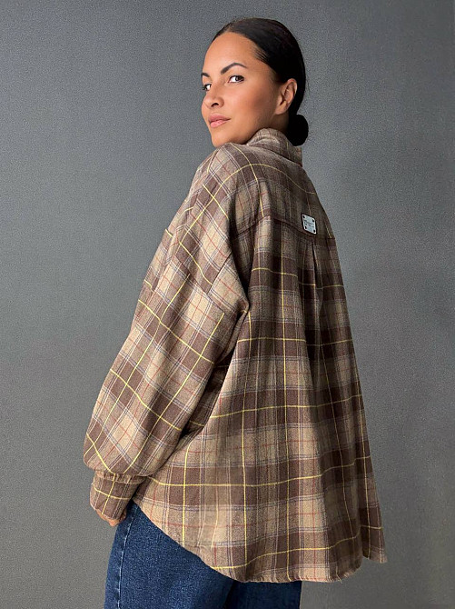 Рубашка женская A-N 8313 в клетку оверсайз широкая хлопковая, коричневый, one size Киев - изображение 17