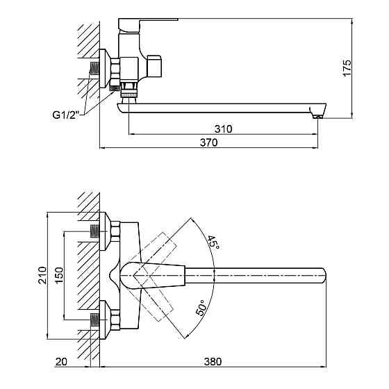 Смеситель для ванны Brinex 35C 005 Киев